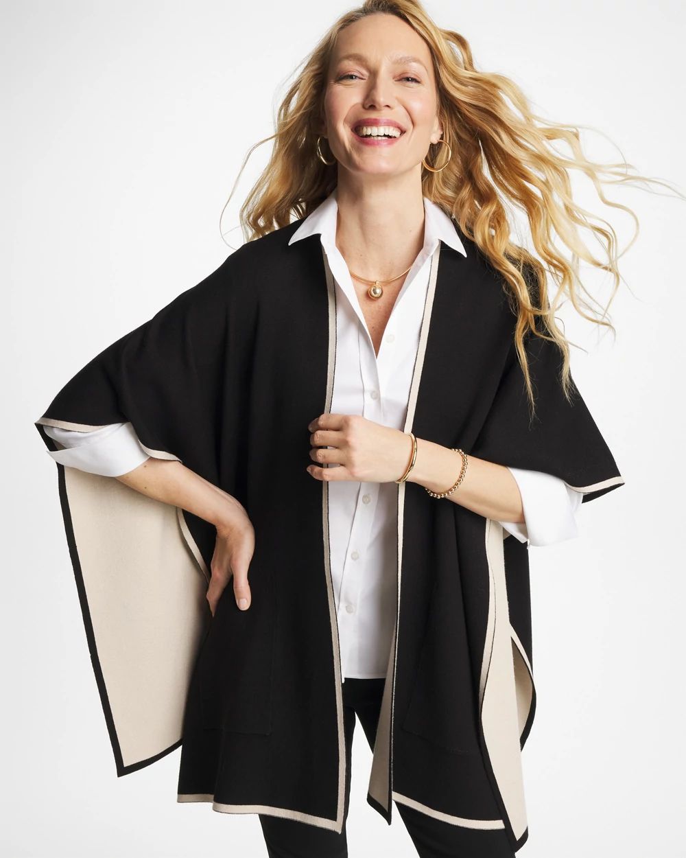 Tipped Tulip Patch Pocket Ruana | Chico's